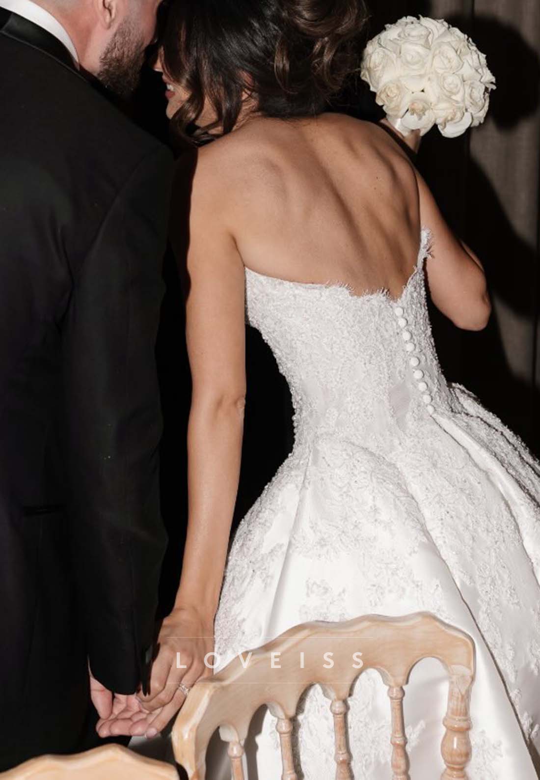 Strapless Lace Ball Gown Wedding Dress