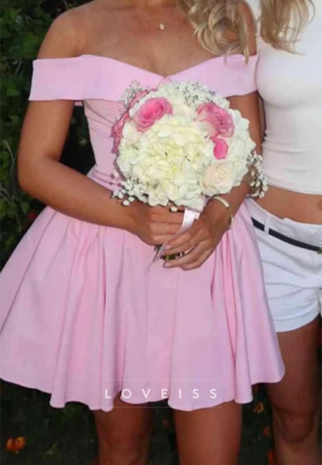 Off-the-Shoulder Pleated A-Line Mini Dress