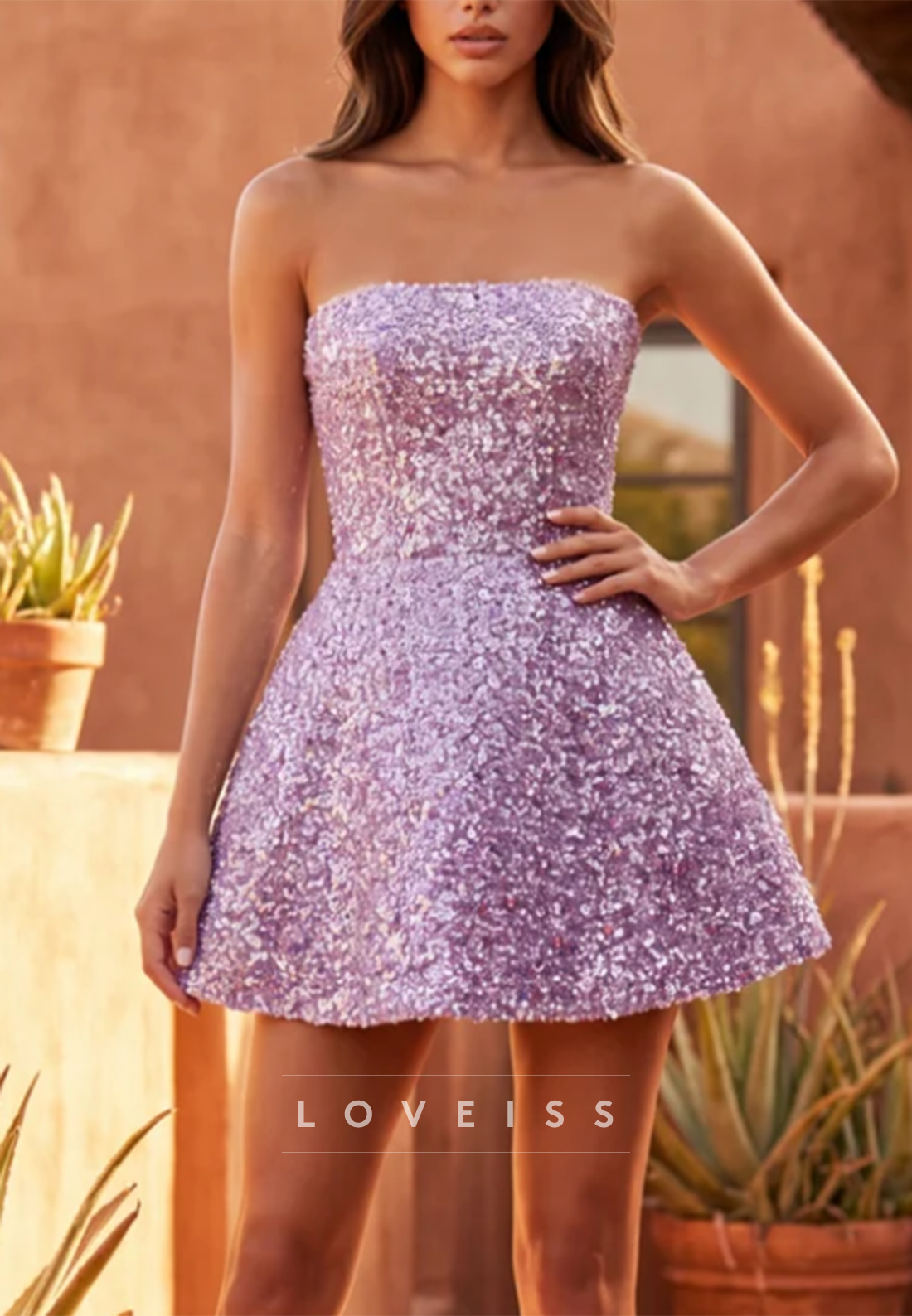 Strapless Sequin A-Line Mini Dress