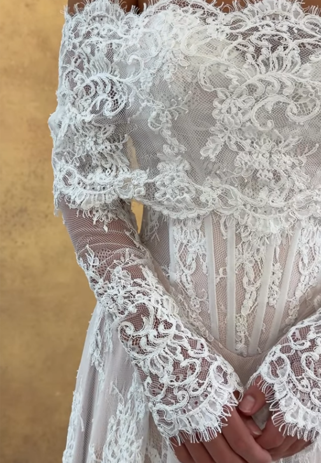 Lace Off-the-Shoulder Long Sleeve Wedding Dress