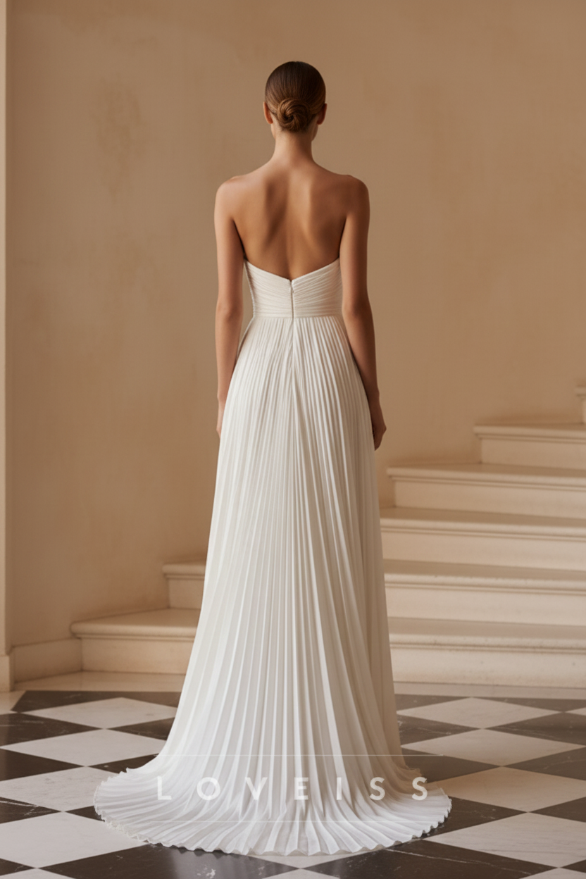 Strapless Pleated A-Line Wedding Dress