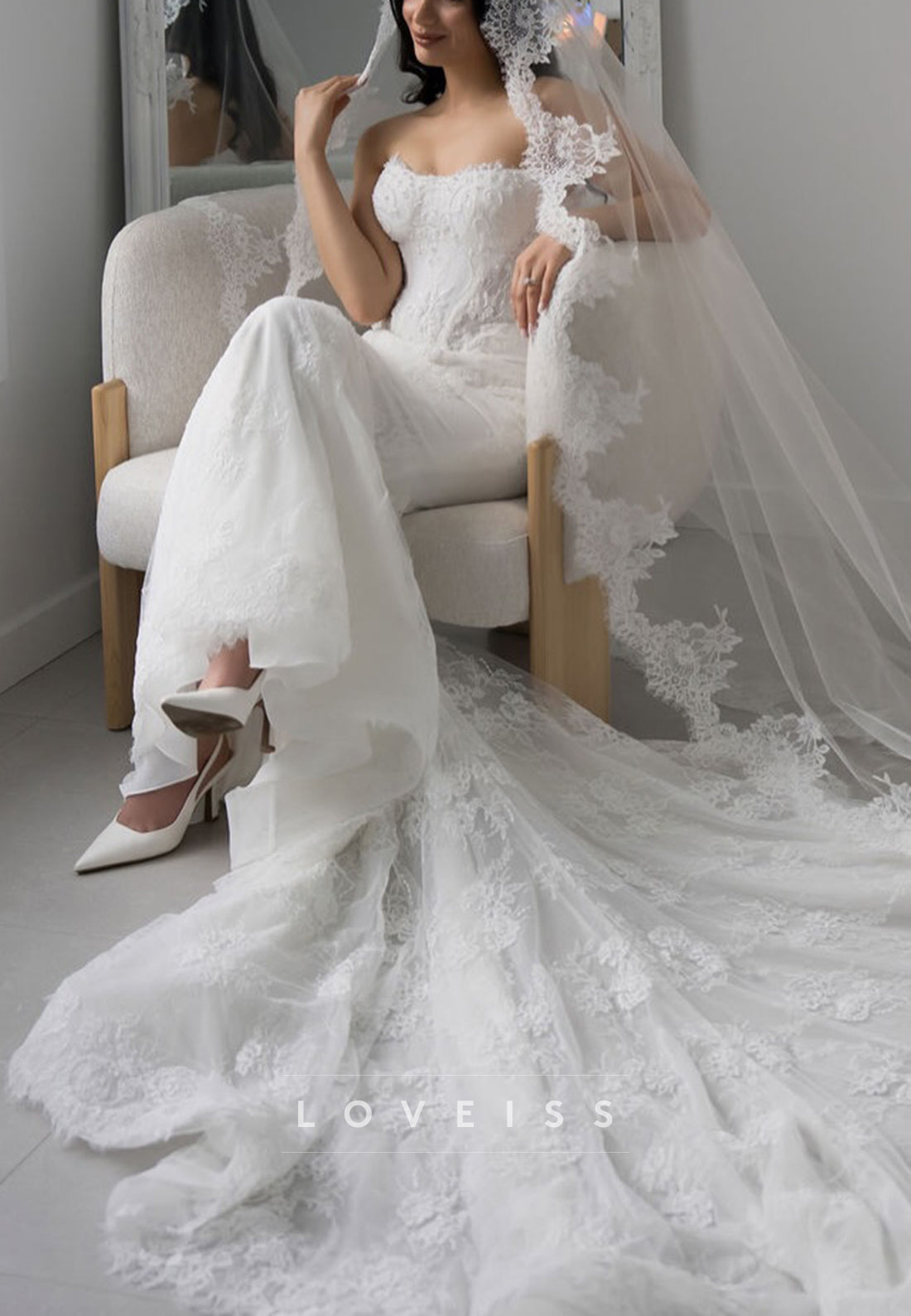 Lace Mermaid Wedding Dress with Corset Bodice