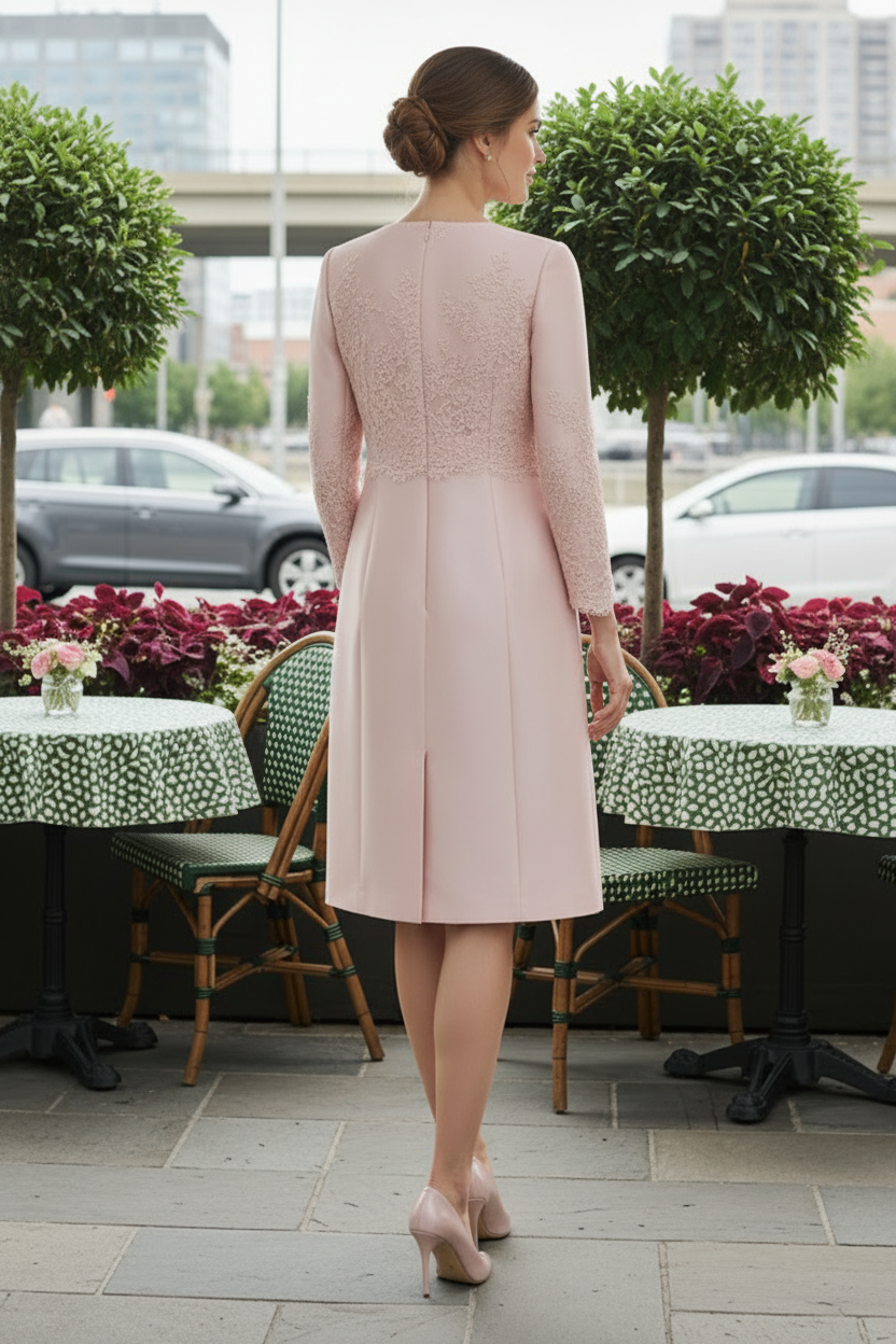 Elegant Sheath Dress and Lace Applique Jacket Set