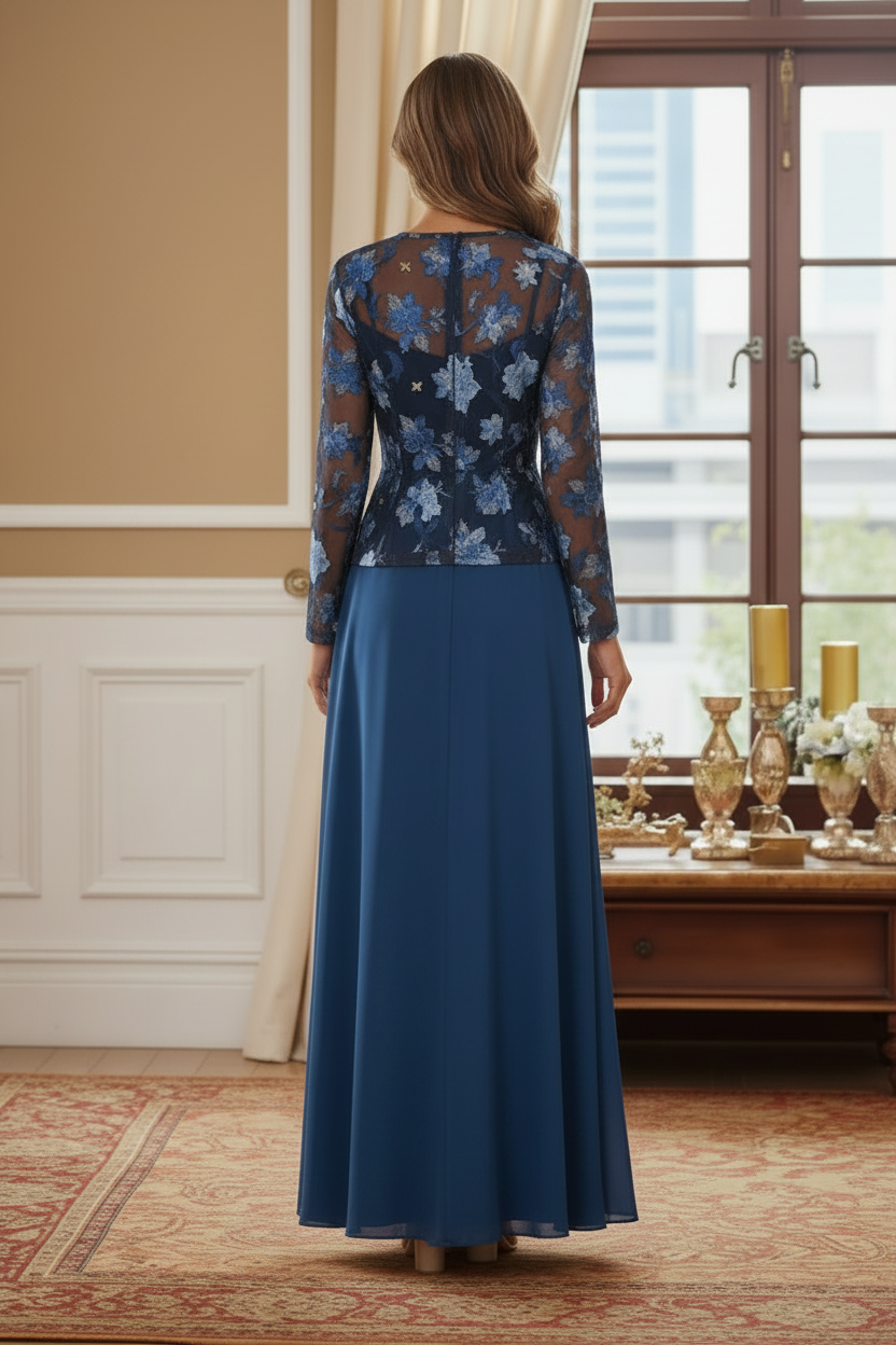 Embroidered Floral Jacket Dress with Front Bow