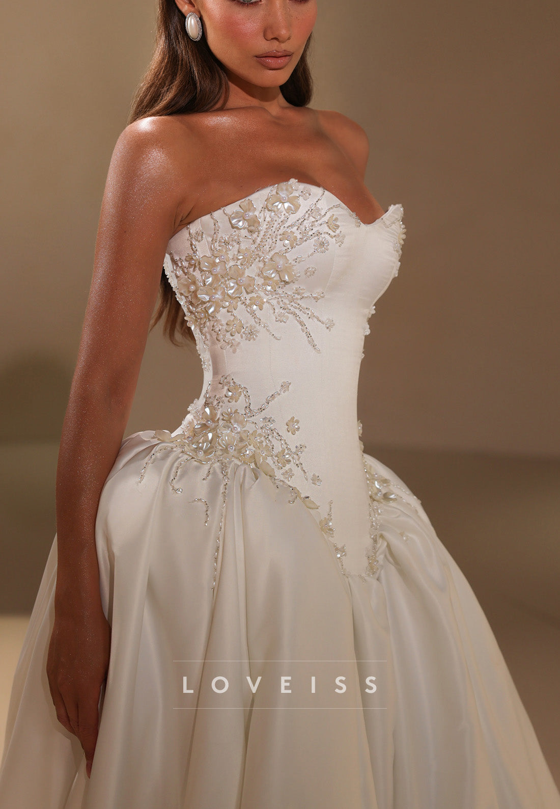 Embellished Corset Dropped Waist Ball Gown