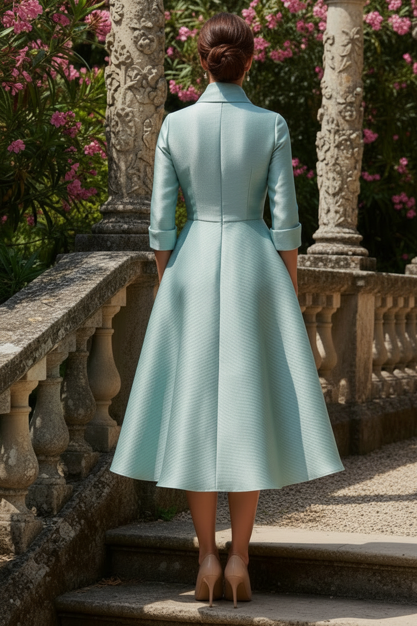 Collared Midi Coat Dress with Tie Belt