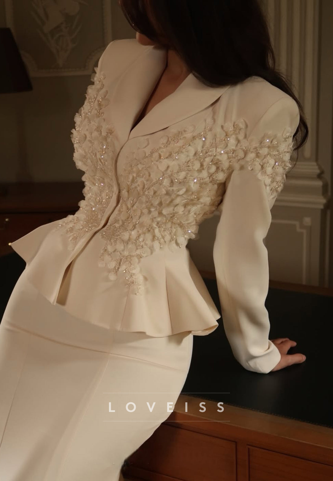 Two-Piece Peplum Jacket and Mermaid Skirt Set