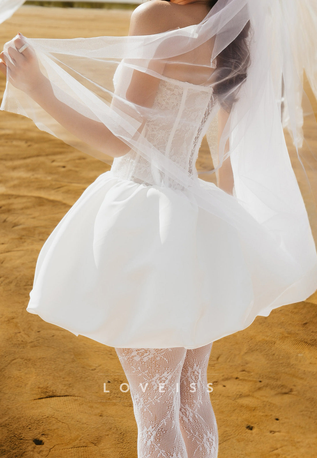 Strapless Lace Corset Bubble Mini Dress