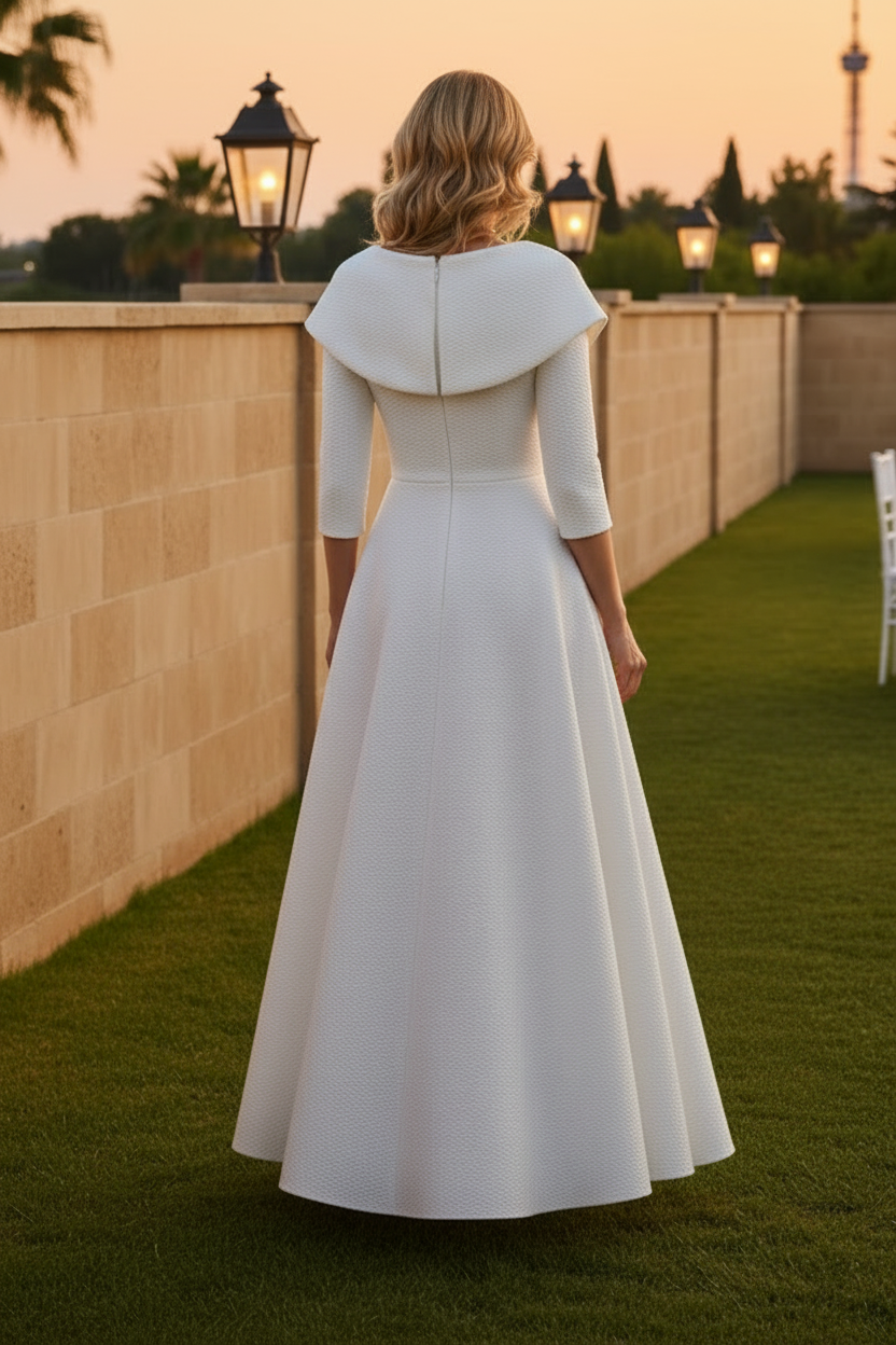 Elegant V-Neck Jacquard A-Line Midi Dress