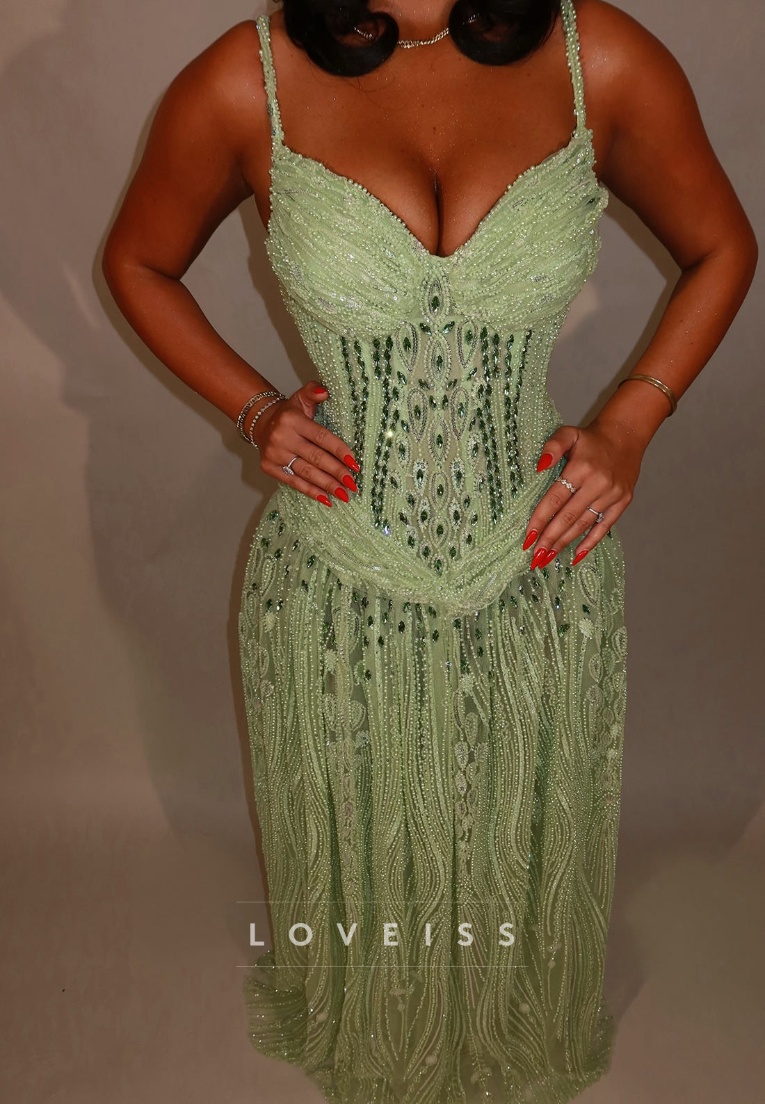 Beaded Corset Sweetheart Evening Gown
