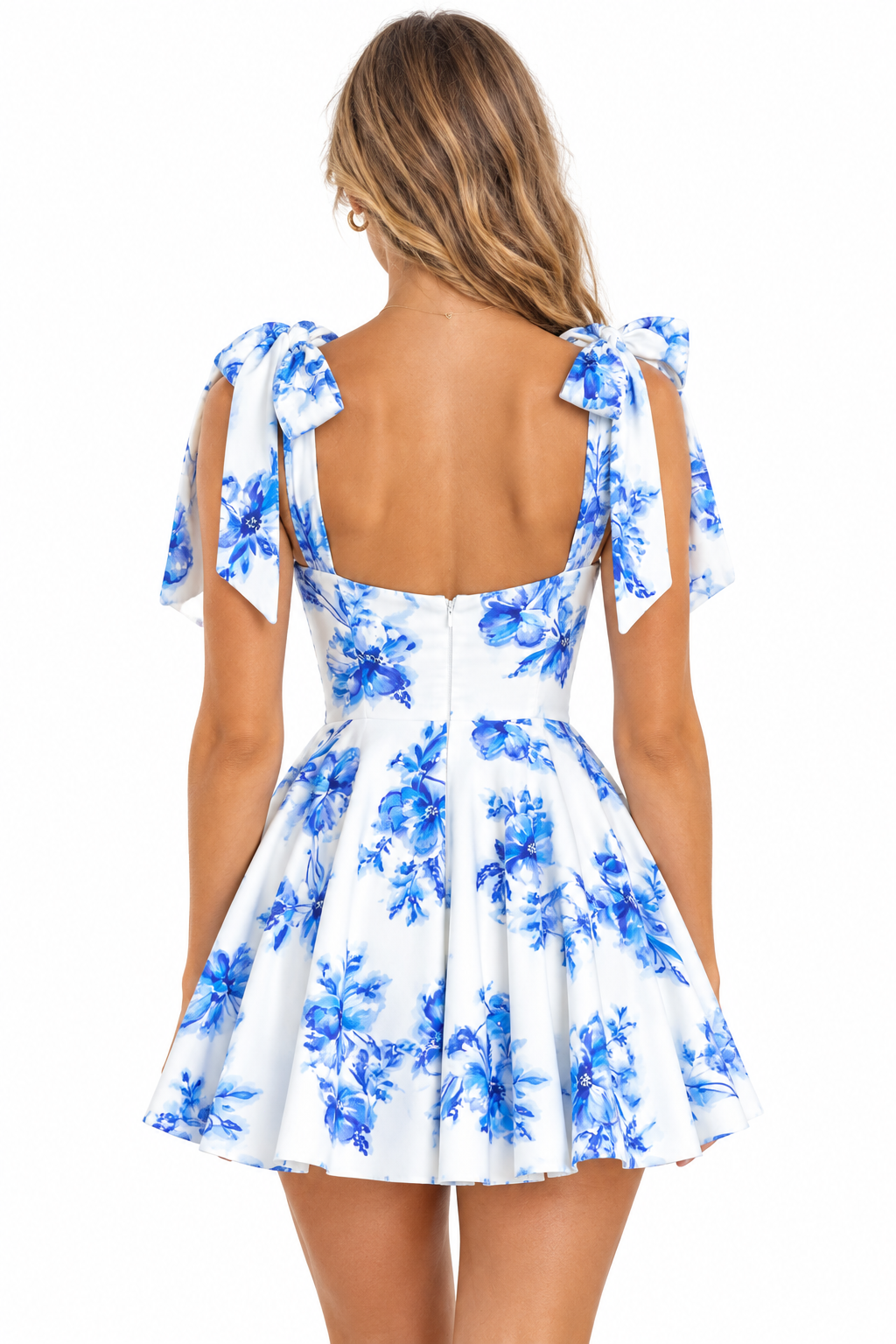 Floral Sweetheart Tie-Strap Mini Dress