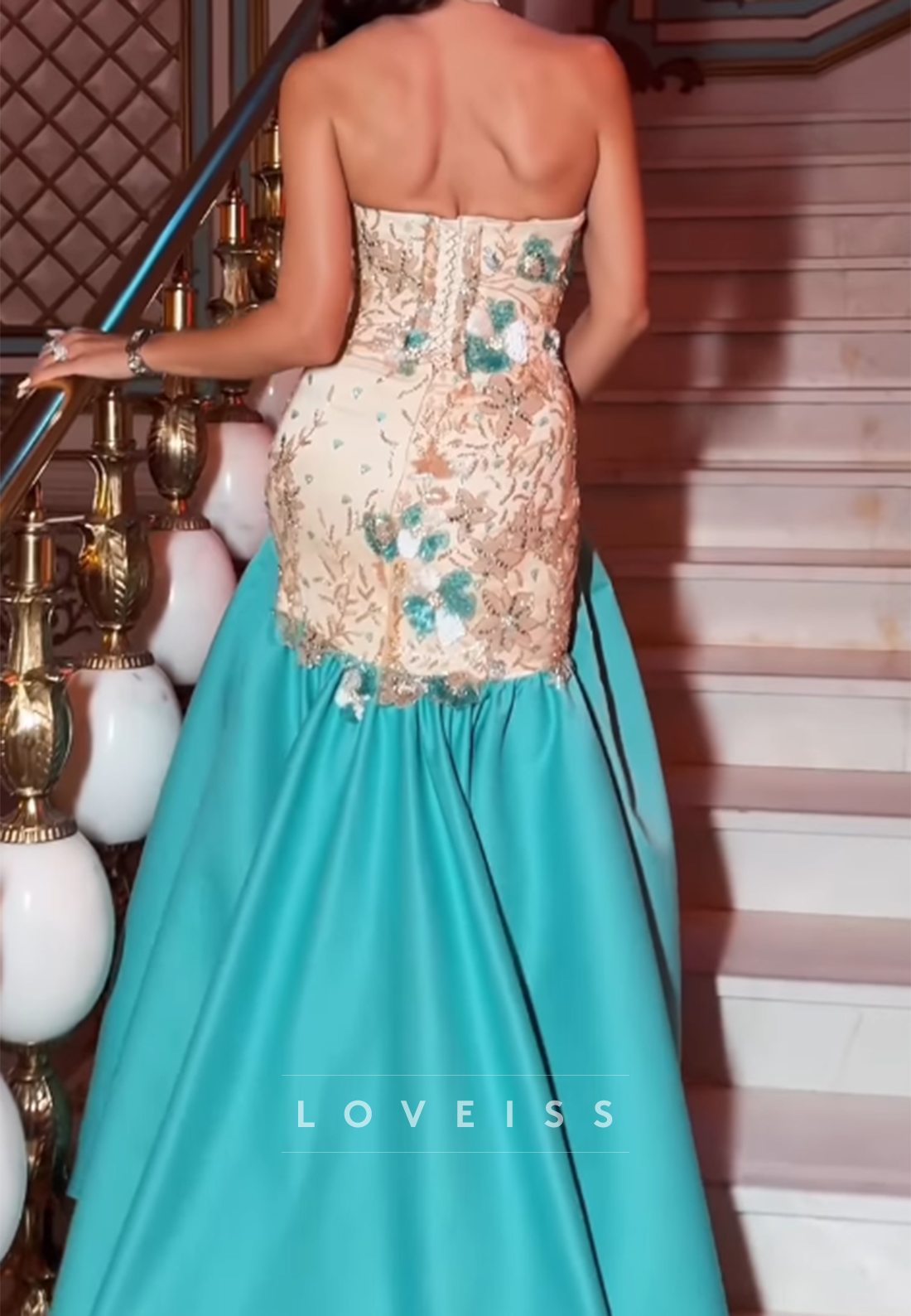 Halter Beaded Bodice Mermaid Gown
