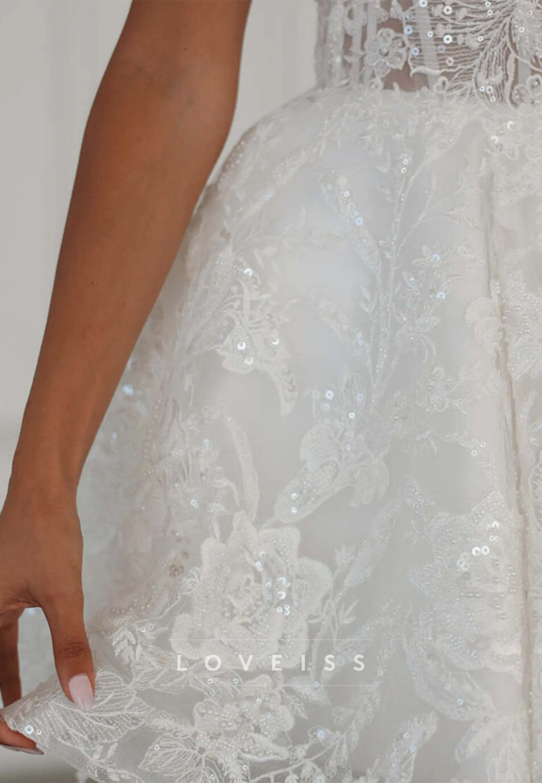 Strapless Lace Applique Mini Wedding Dress