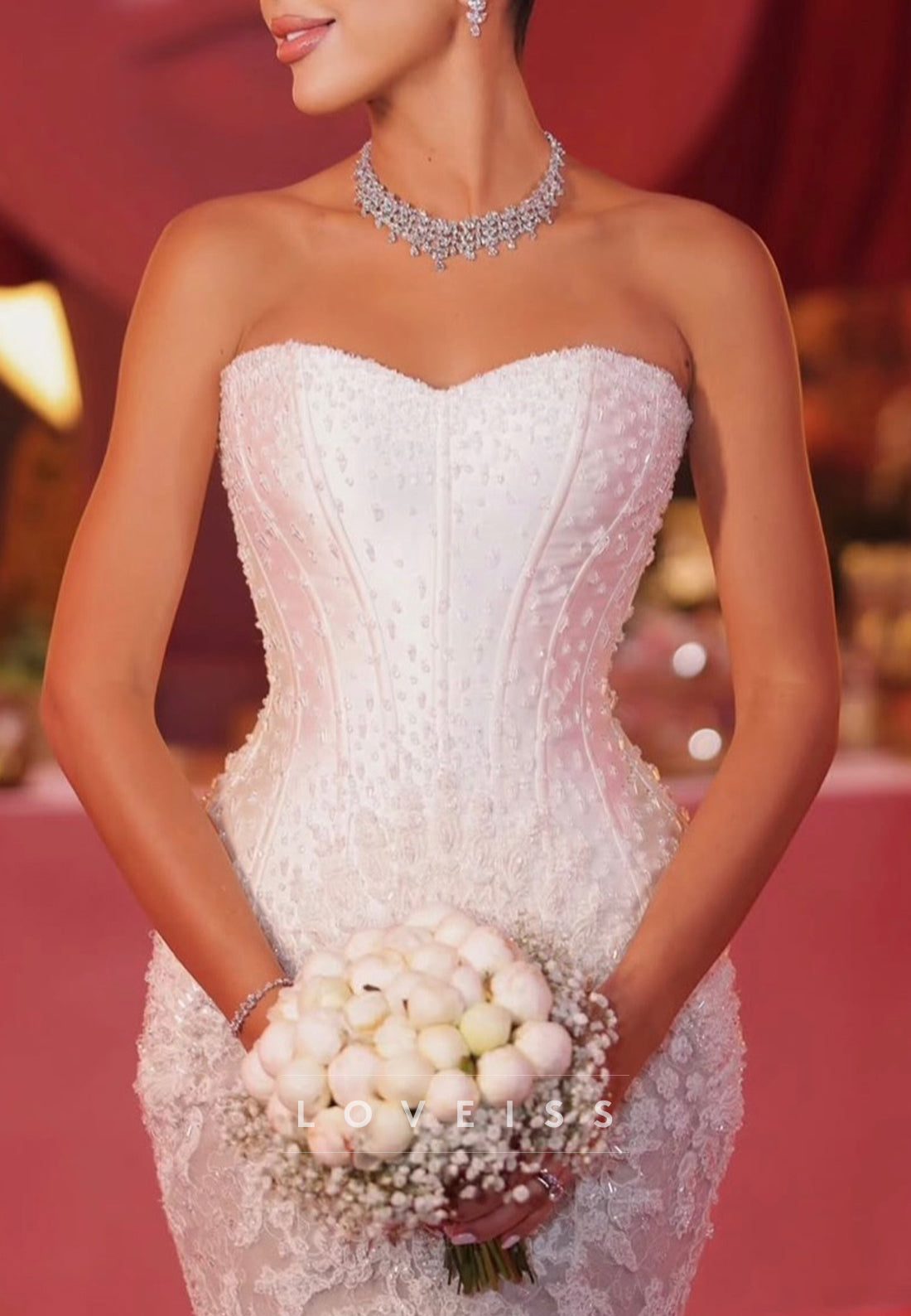 Strapless Lace Mermaid Wedding Dress