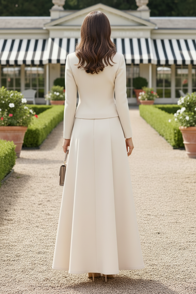 Elegant Two-Piece Jacket and A-Line Maxi Skirt Set