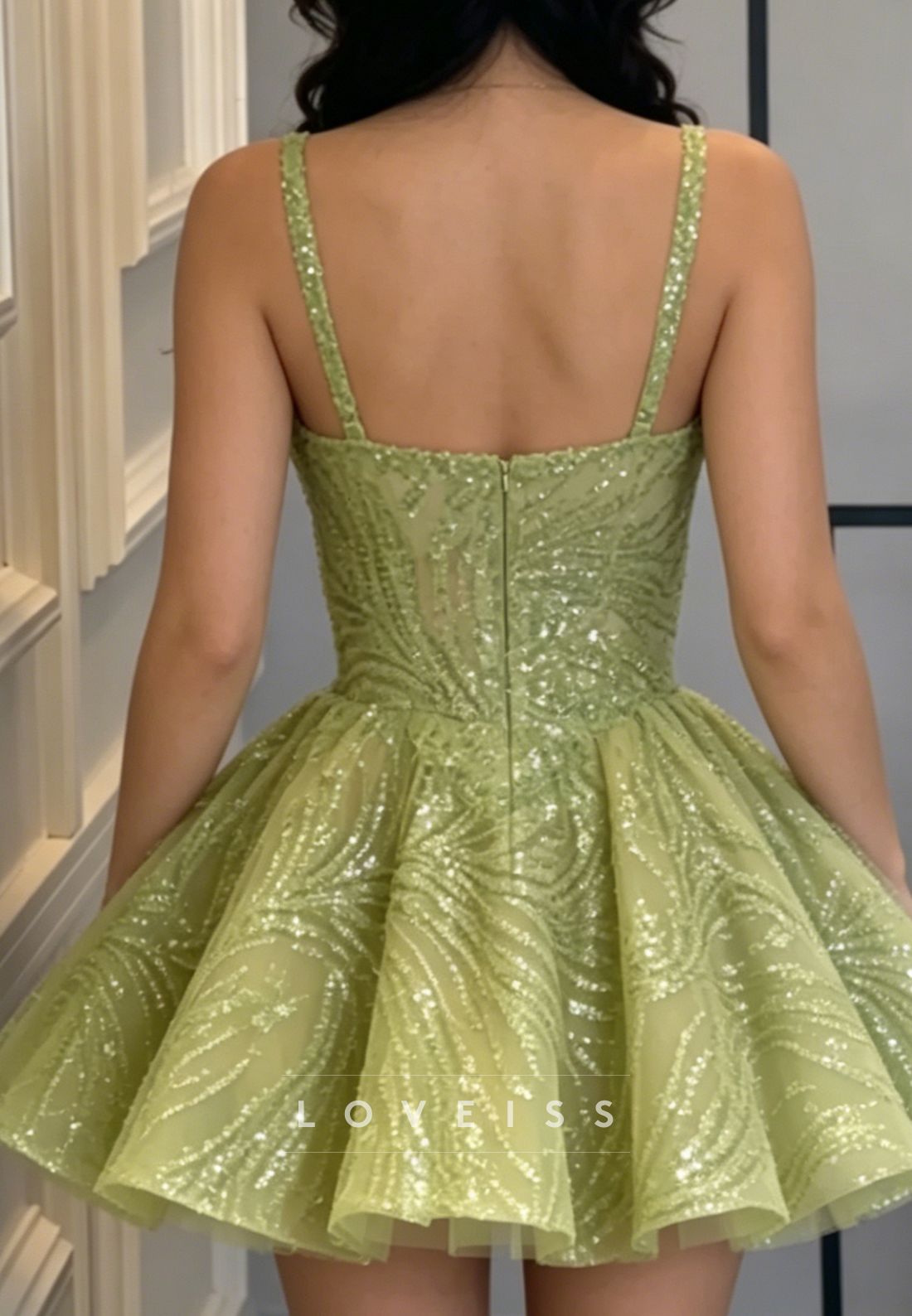 Short Sequined Corset Homecoming Dress