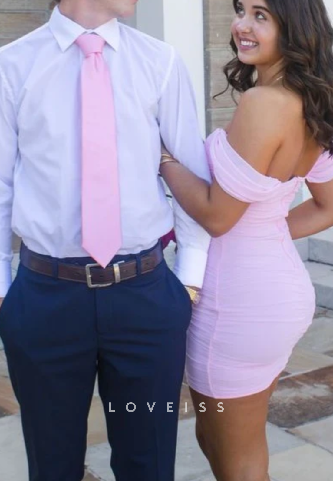 Sweetheart Ruched Off-The-Shoulder Homecoming Dress