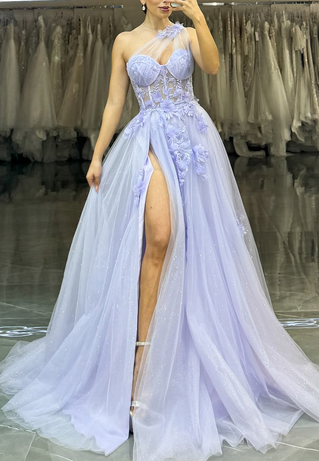 purple prom dress one shoulder purple fringe dress Fringed One-Shoulder Long Beaded Prom Dress