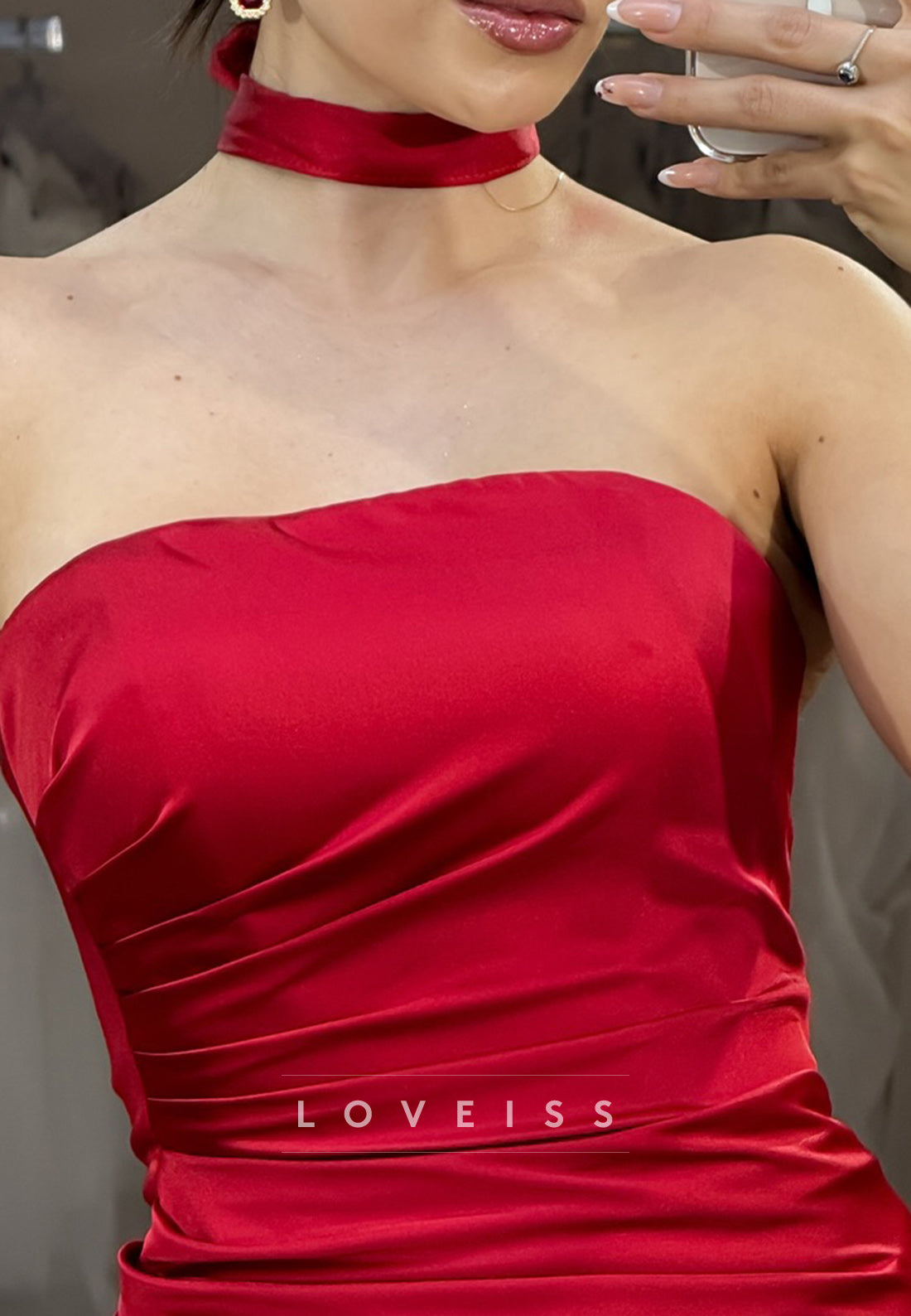 Straight Across Sleeveless Side Slit Mermaid Evening Dress