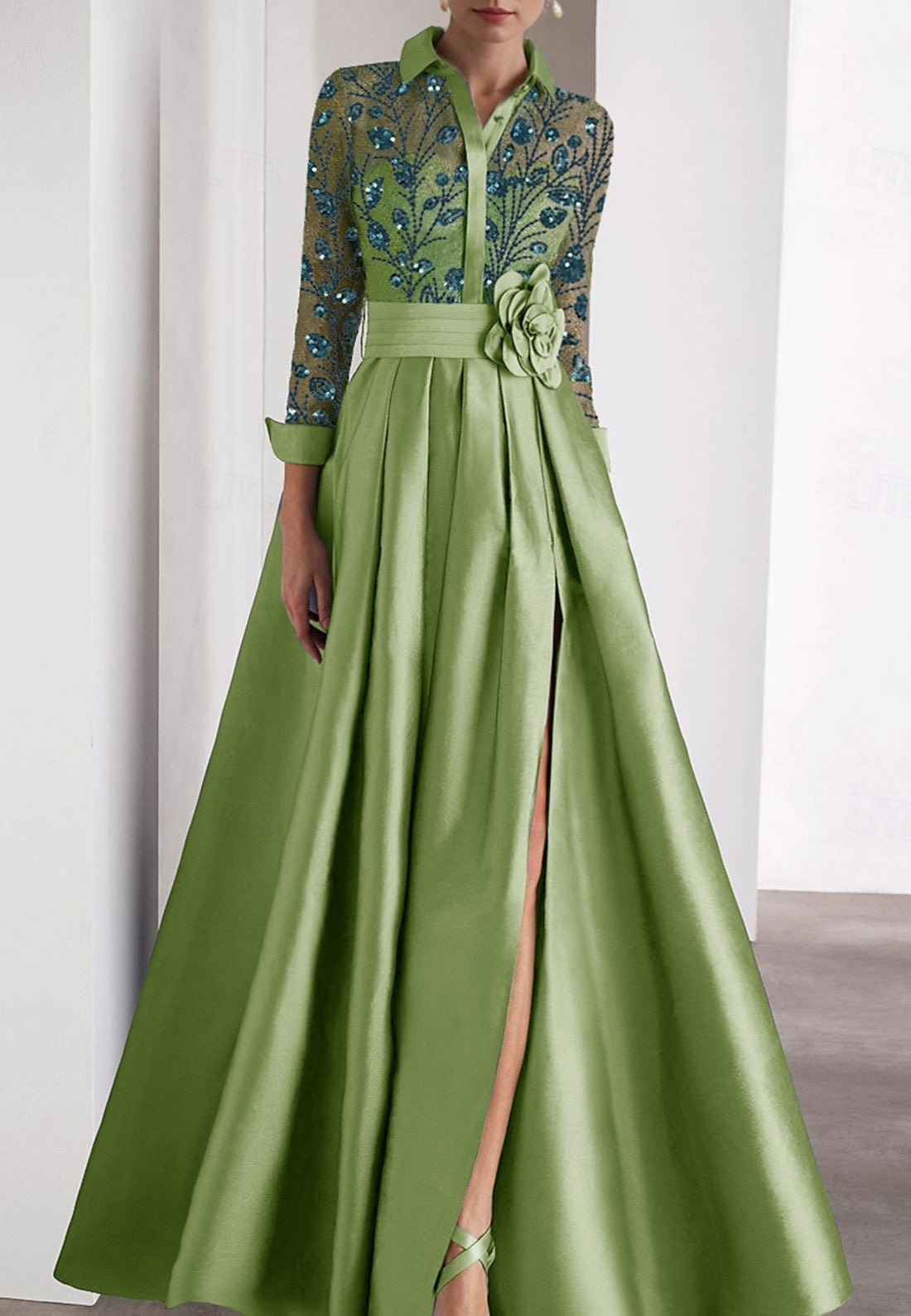 Embroidered A-Line Evening Gown Elegant Dress Formal Wedding Guest Dress