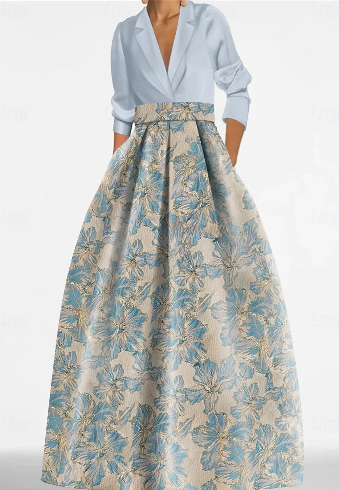 A-Line Evening Gown Elegant Dress Formal Floor Length Long Sleeve