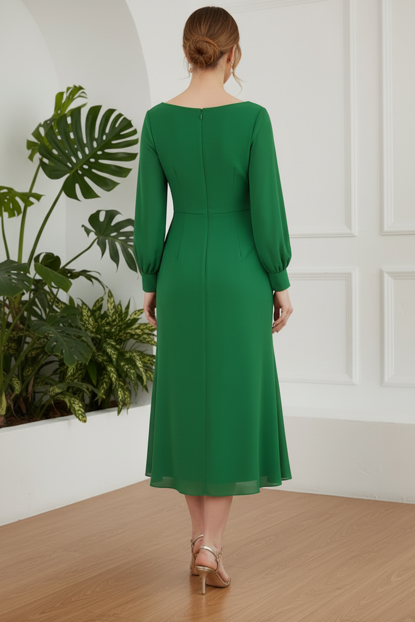 V-Neck Long Sleeves Sheath Mother of Bride Dress