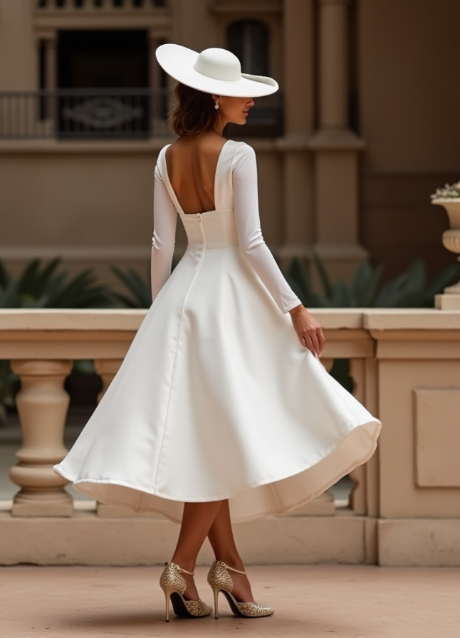 Stylish White Mini Short Wedding Dress with a High-Low