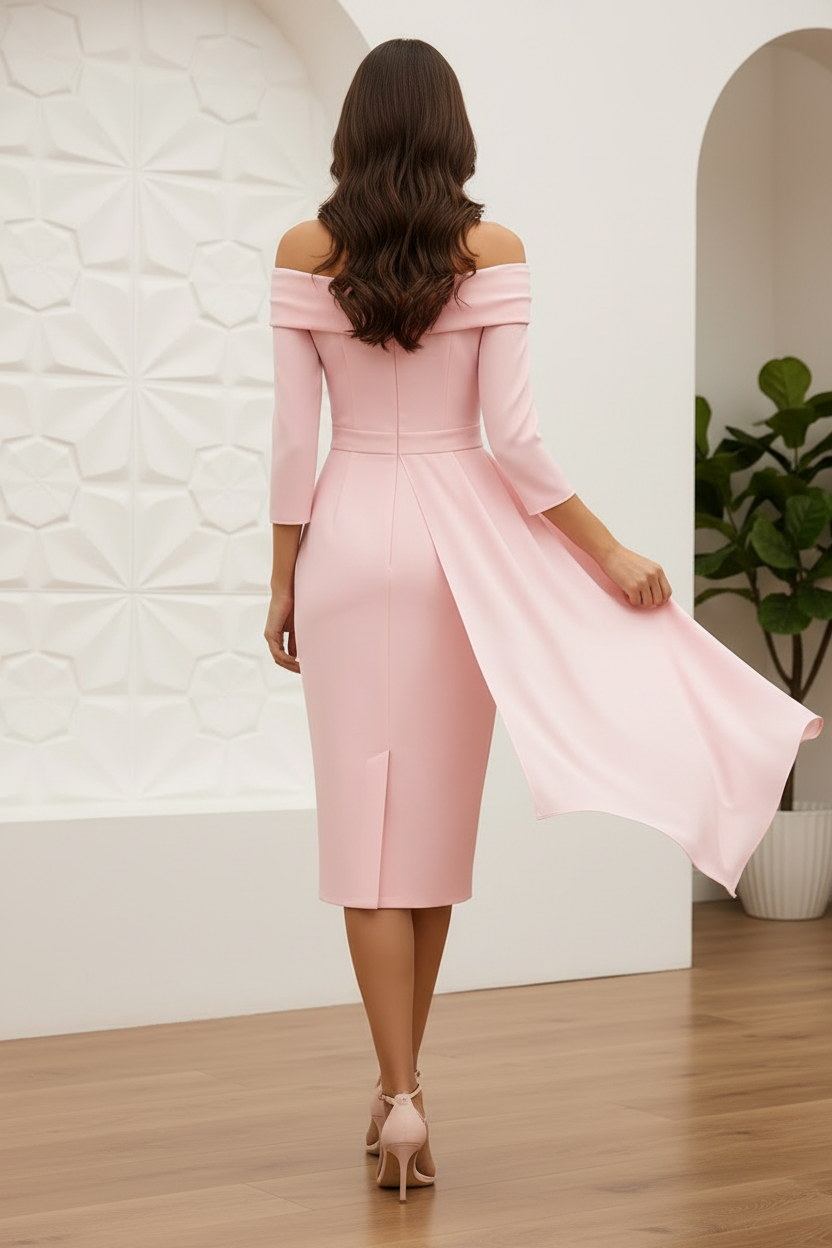 V-Neck Long Sleeves Appliques Mother of Bride Dress
