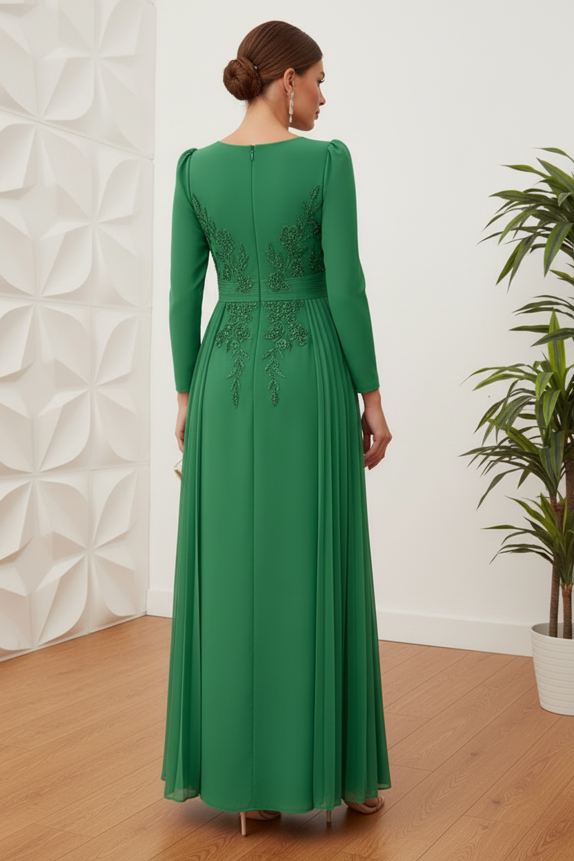 Square Long Sleeves Appliques Mother of Bride Dress