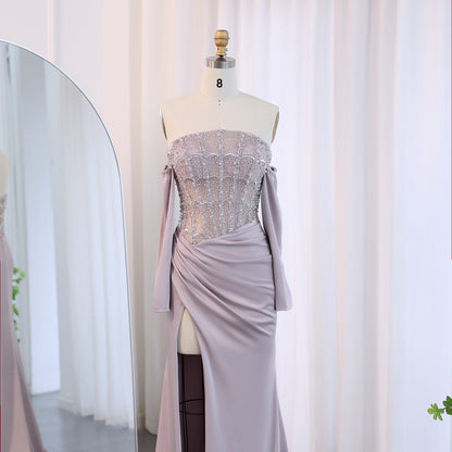 Luxury Mermaid White Evening Dress with High Slit