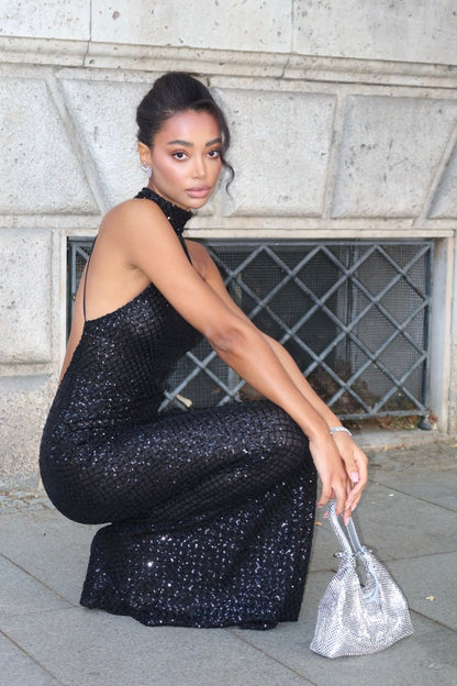 High Neck Halter Sheath Evening Dress