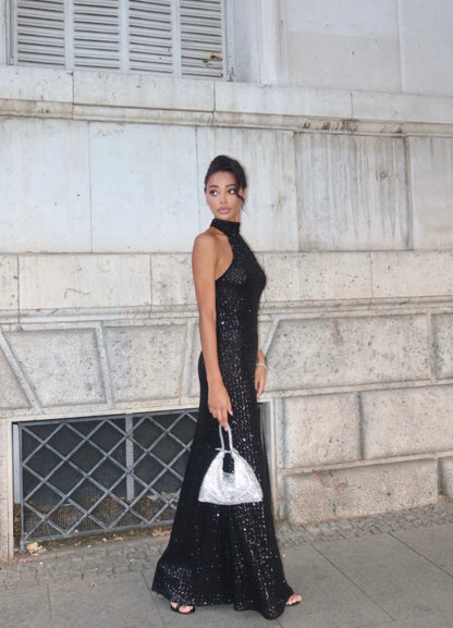 High Neck Halter Sheath Evening Dress