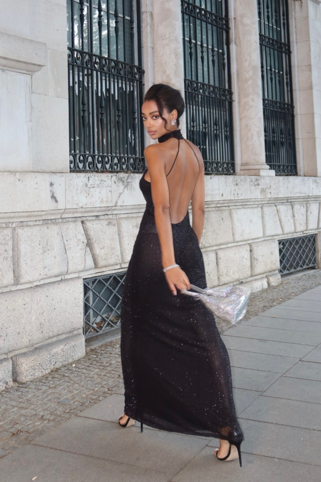 High Neck Halter Sheath Evening Dress