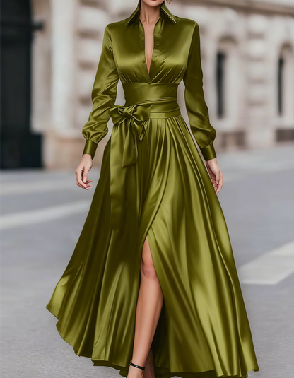 Black And Gold A-line V-neck Floral Print Maxi Dress