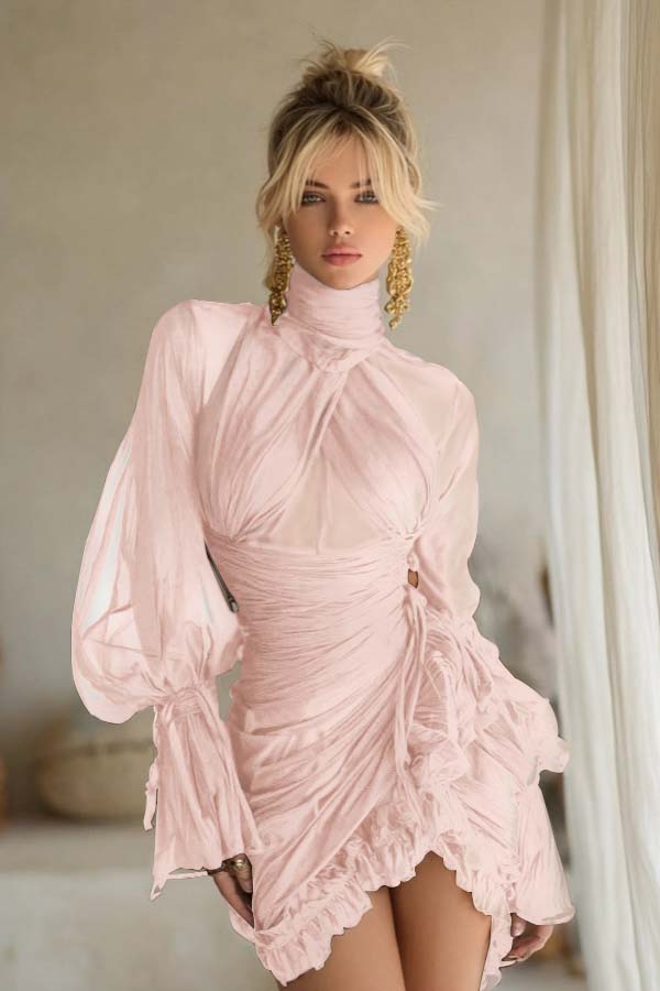 Lussooy Gorgeous Halter Off the Shoulder Daffodil Chiffon Prom Dress with Pleated