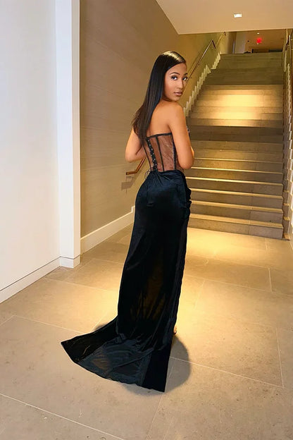 Glamorous Black Sleeveless Tight Mermaid Prom Dress On Sale