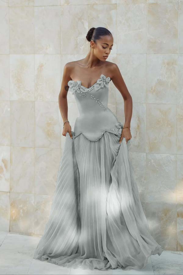 Lussooy Charming Sky Blue Sleeveless Sweetheart Prom Dress with Rhinestone