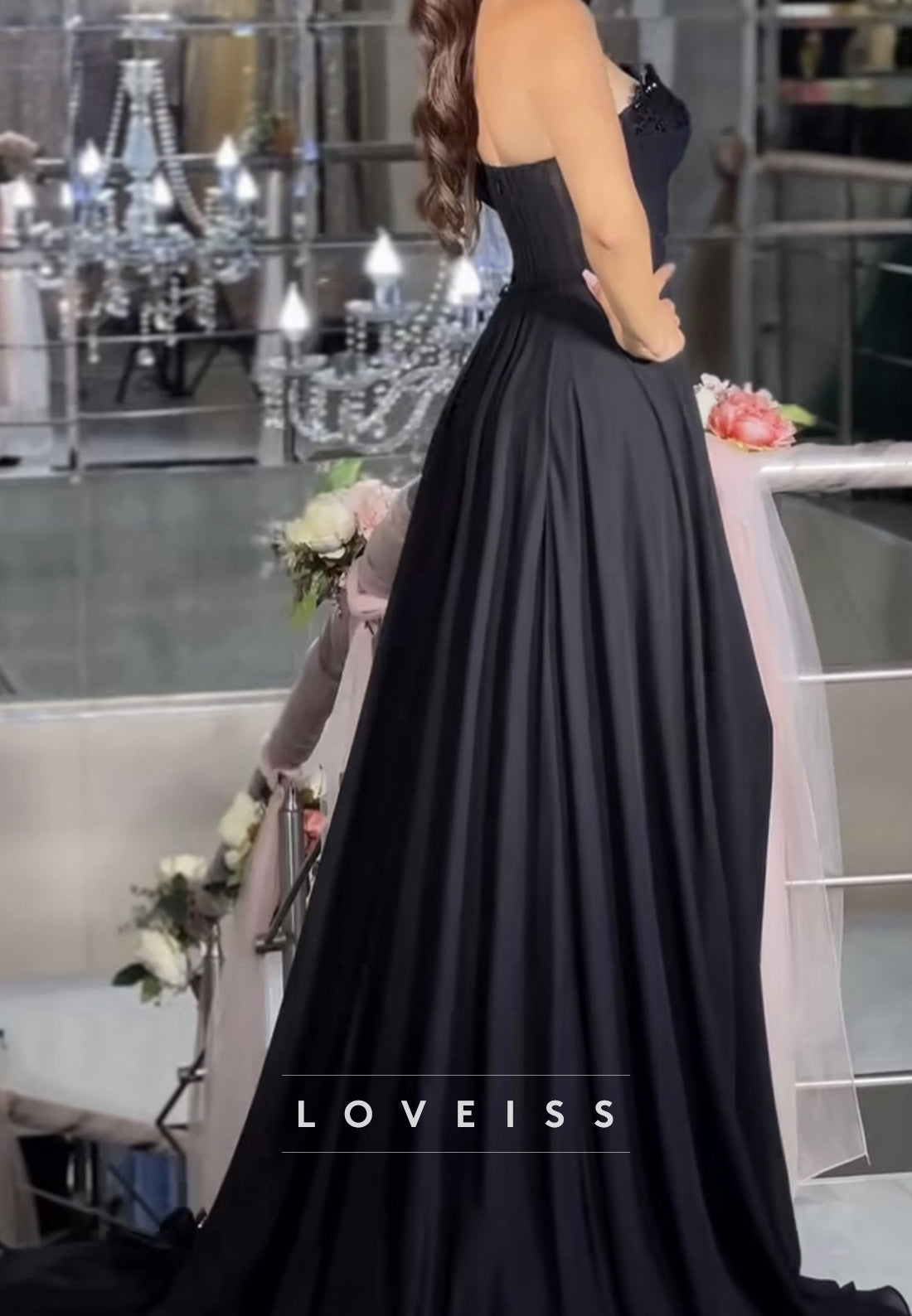 One Shoulder Sleeveless Side Slit Pleated A-Line Prom Dress