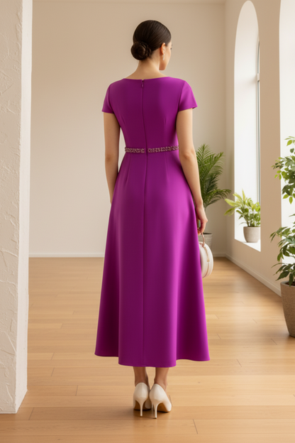 Square Short Sleeves Sheath Mother of Bride  Dress