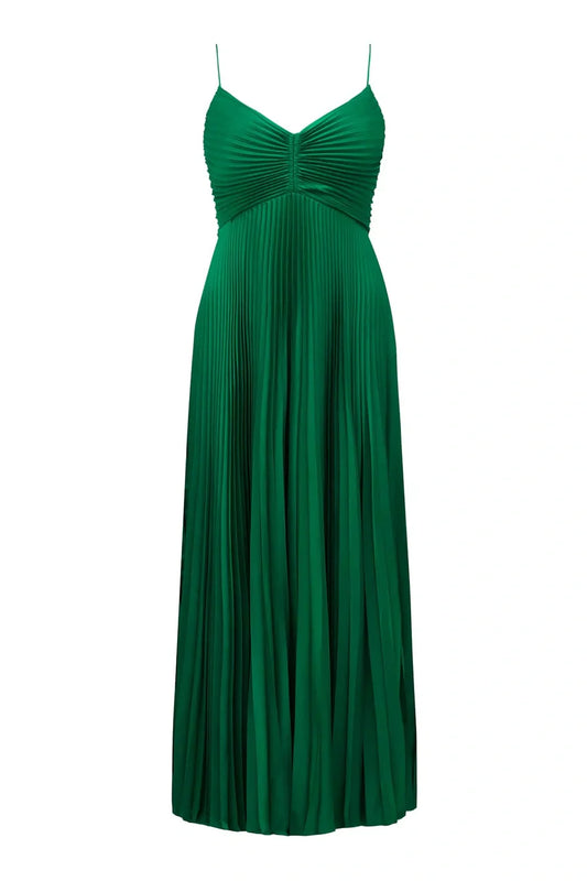 Chic A Line Halter Neck Green Long Prom Dress with Keyhole