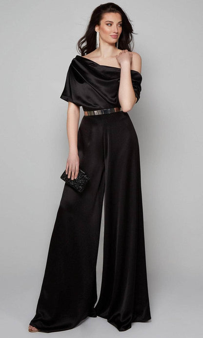 Alyce Paris 70019 - One Shoulder Wide Leg Jumpsuit