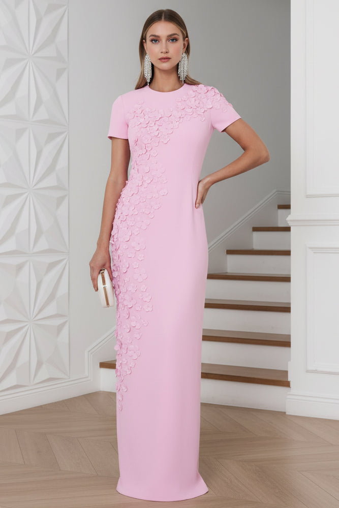 Jewel Neck Jackie Gown Appliques Sheath Mother of  Bride  Dress