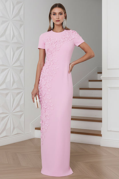 Jewel Neck Jackie Gown Appliques Sheath Mother of  Bride  Dress