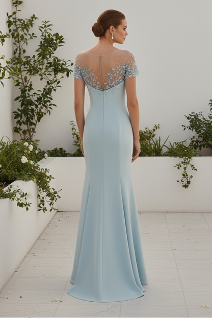 Wedding Guest Dress Mermaid Gown With Beaded Illusion Neck