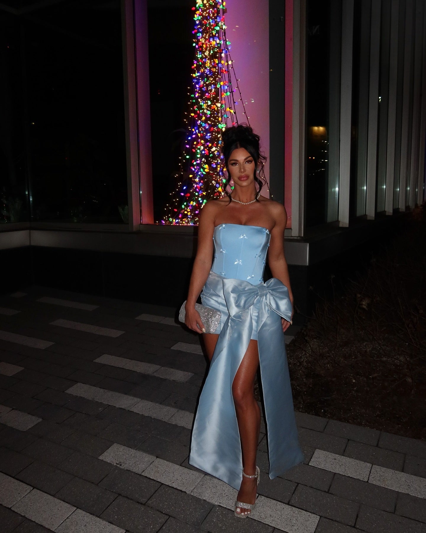 Princess Sheath Strapless Blue Short Party Dress with Bowknot – Loveiss
