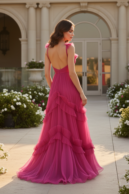 V-Neck Ruffles A-Line Wedding Guest Summer Dress
