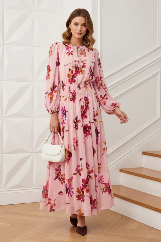 Scoop Floral Printed A-Line  Cocktail Dress