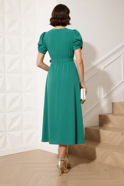 Scoop Short Sleeves A-Line Cocktail Dress