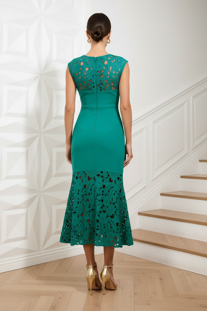 Scoop Lace Appliques Mermaid Cocktail Dress