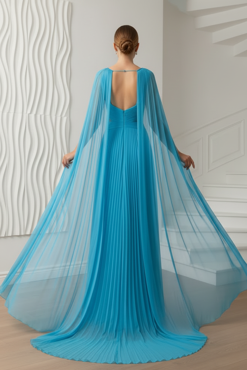 V-Neck Pleated A-Line Wedding Guest Dress